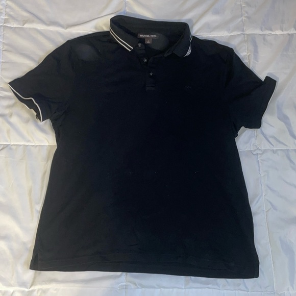 MICHAEL KORS MENS BLACK DRESSY POLO SHIRT - Picture 3 of 4